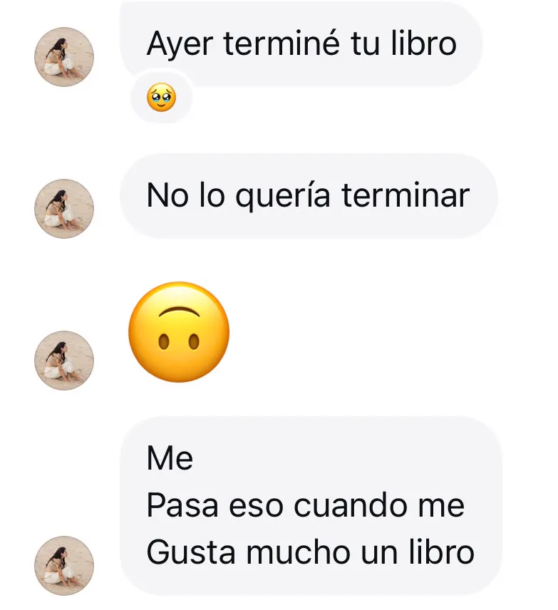 Mensaje de una lectora sobre el libro