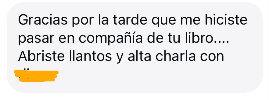 Mensaje de una lectora sobre el libro