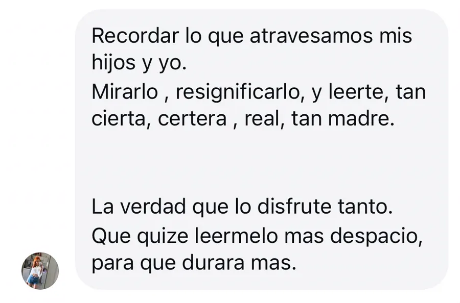 Mensaje de una lectora sobre el libro