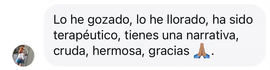 Mensaje de una lectora sobre el libro